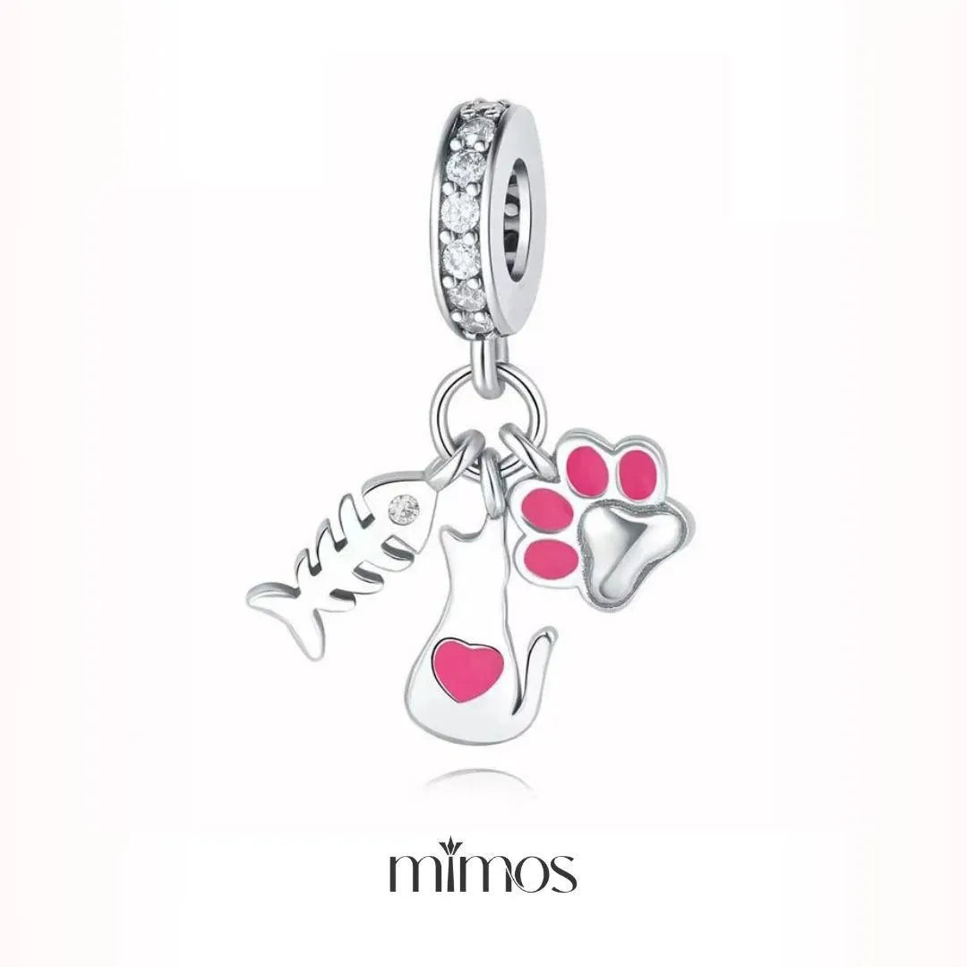 Cat, Paw, and Fish Charm