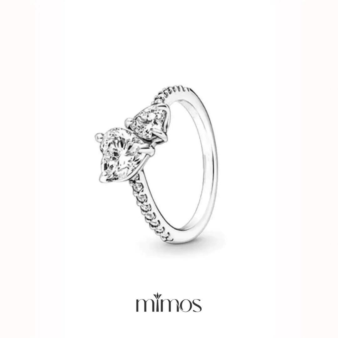Double Heart Zirconia Ring